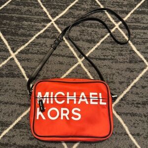 Michael Kors Kempton Nylon Large EW Crossbody - sangria / orange - NEW!
